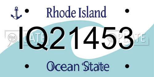 IQ21453 Rhode Island License Plate