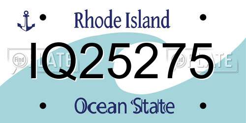 IQ25275 Rhode Island License Plate