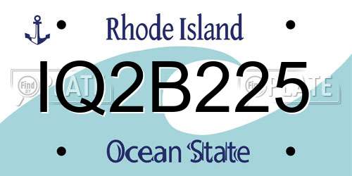 IQ2B225 Rhode Island License Plate
