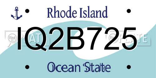 IQ2B725 Rhode Island License Plate