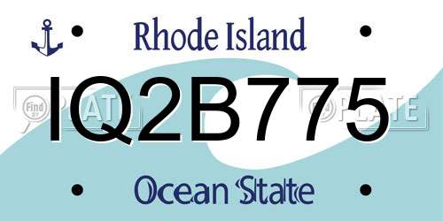 IQ2B775 Rhode Island License Plate
