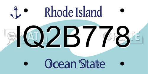 IQ2B778 Rhode Island License Plate