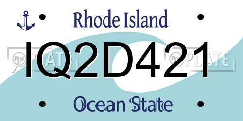 IQ2D421 Rhode Island License Plate
