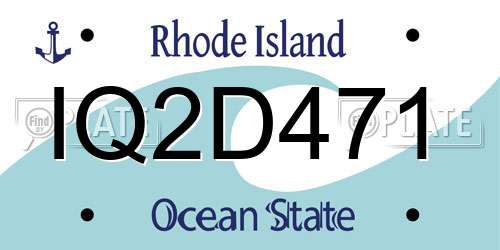 IQ2D471 Rhode Island License Plate