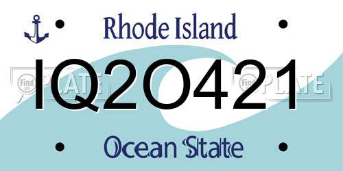 IQ2O421 Rhode Island License Plate
