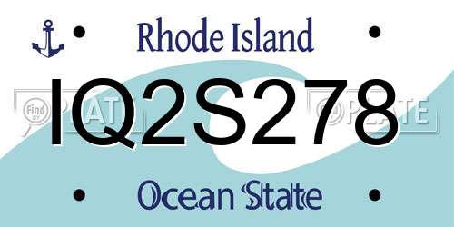 IQ2S278 Rhode Island License Plate