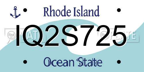 IQ2S725 Rhode Island License Plate