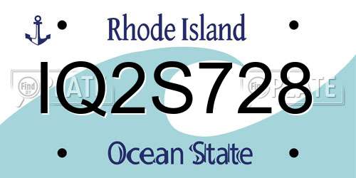 IQ2S728 Rhode Island License Plate