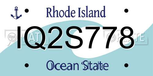 IQ2S778 Rhode Island License Plate