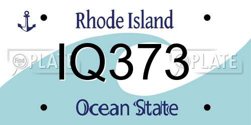 IQ373 Rhode Island License Plate