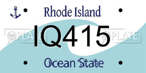 IQ415 Rhode Island License Plate