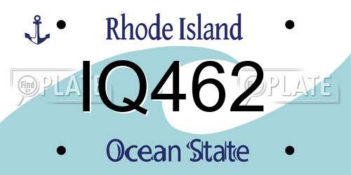IQ462 Rhode Island License Plate