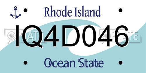 IQ4D046 Rhode Island License Plate
