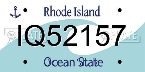 IQ52157 Rhode Island License Plate