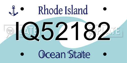 IQ52182 Rhode Island License Plate