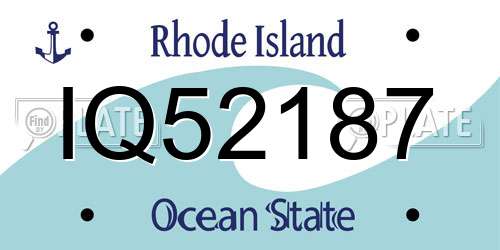 IQ52187 Rhode Island License Plate