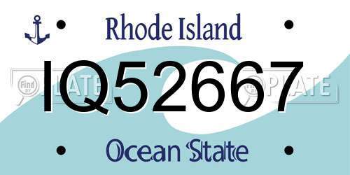 IQ52667 Rhode Island License Plate