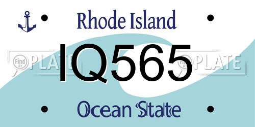 IQ565 Rhode Island License Plate
