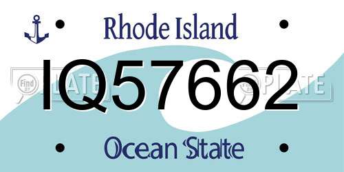 IQ57662 Rhode Island License Plate