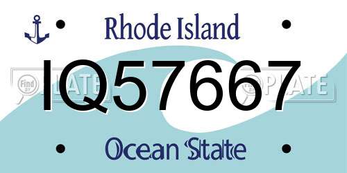 IQ57667 Rhode Island License Plate