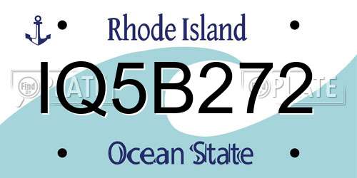 IQ5B272 Rhode Island License Plate