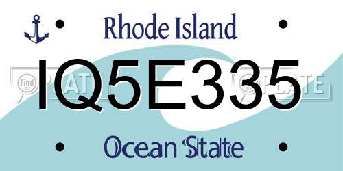 IQ5E335 Rhode Island License Plate