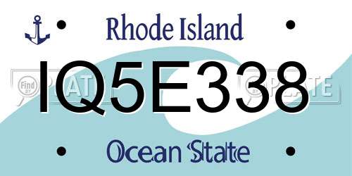 IQ5E338 Rhode Island License Plate