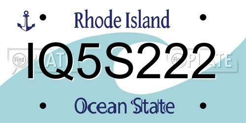 IQ5S222 Rhode Island License Plate