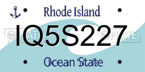 IQ5S227 Rhode Island License Plate