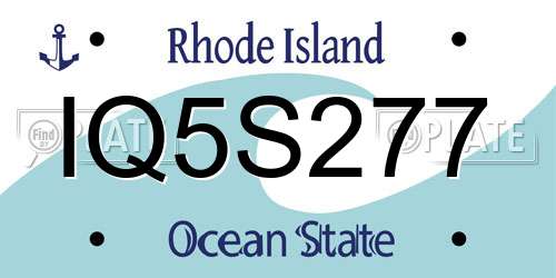 IQ5S277 Rhode Island License Plate