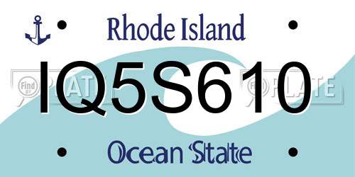 IQ5S610 Rhode Island License Plate