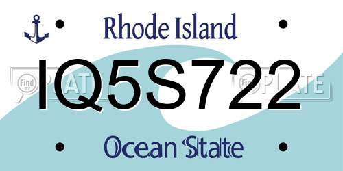 IQ5S722 Rhode Island License Plate