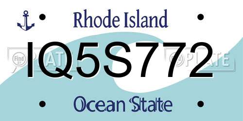 IQ5S772 Rhode Island License Plate