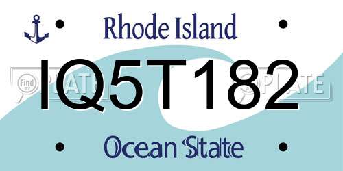 IQ5T182 Rhode Island License Plate