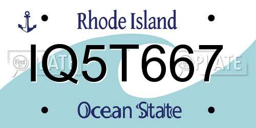 IQ5T667 Rhode Island License Plate