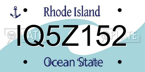 IQ5Z152 Rhode Island License Plate