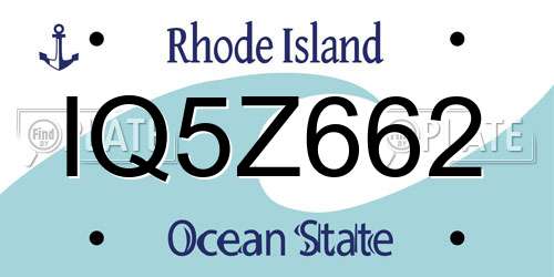IQ5Z662 Rhode Island License Plate