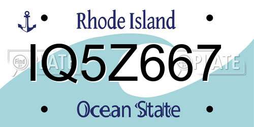 IQ5Z667 Rhode Island License Plate