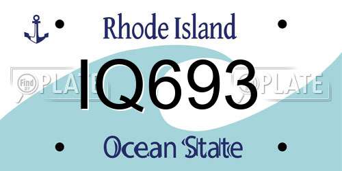 IQ693 Rhode Island License Plate