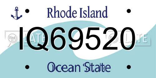 IQ69520 Rhode Island License Plate