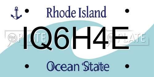 IQ6H4E Rhode Island License Plate