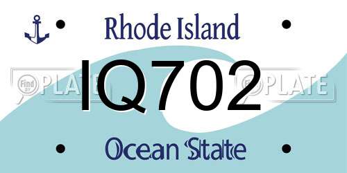 IQ702 Rhode Island License Plate
