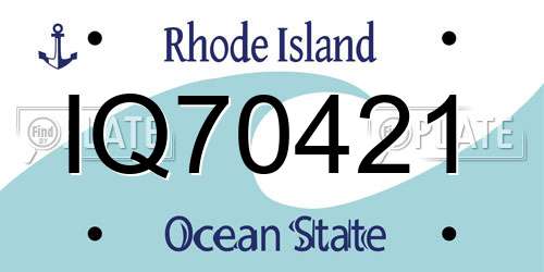 IQ70421 Rhode Island License Plate