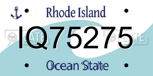 IQ75275 Rhode Island License Plate