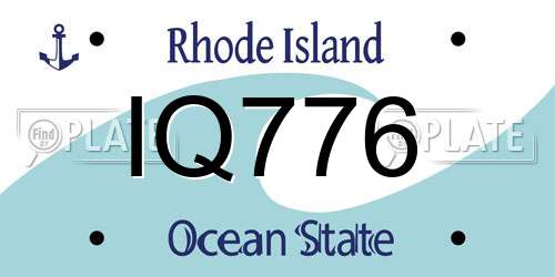 IQ776 Rhode Island License Plate