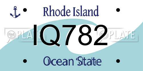 IQ782 Rhode Island License Plate