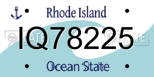 IQ78225 Rhode Island License Plate