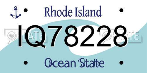 IQ78228 Rhode Island License Plate