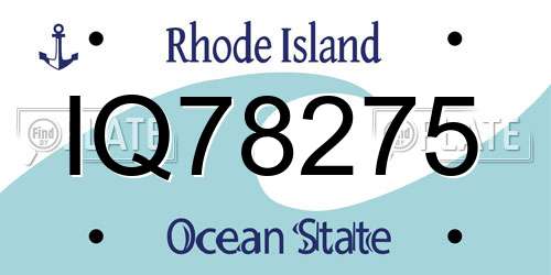 IQ78275 Rhode Island License Plate