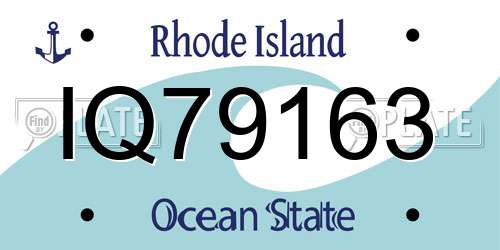 IQ79163 Rhode Island License Plate